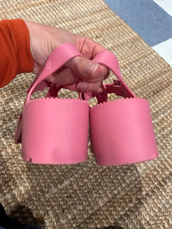 Like new! Melissa Pink Chunky Jelly Heeled Sandals - Picture 5 of 6